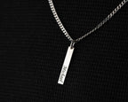 Personalized Sterling Silver Bar Necklace: Engraved Name, Morse Code, Coordinates