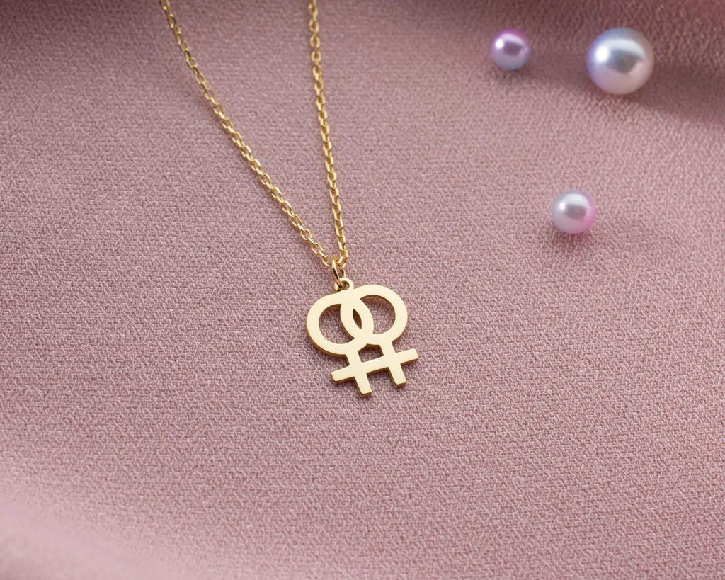 Gold Venus Symbol Necklace: Feminist Jewelry, Girl Power