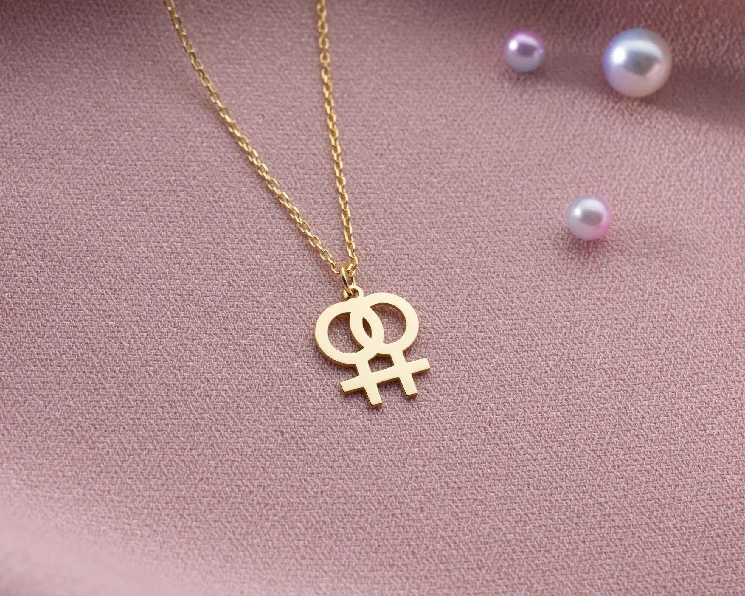 Gold Venus Symbol Necklace: Feminist Jewelry, Girl Power