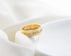 Solid Gold Coordinates Ring: Custom Engraved Anniversary Jewelry Charmora Jewelry