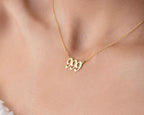 Gold 999 Angel Number Necklace: Sterling Silver Numerology Jewelry