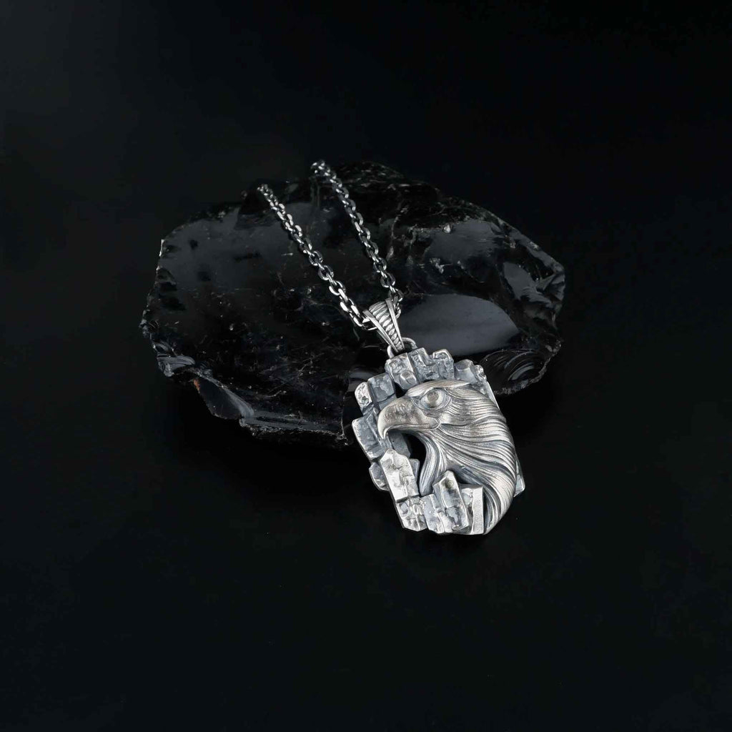 Sterling Silver Eagle Pendant Necklace: Handmade Men's Jewelry