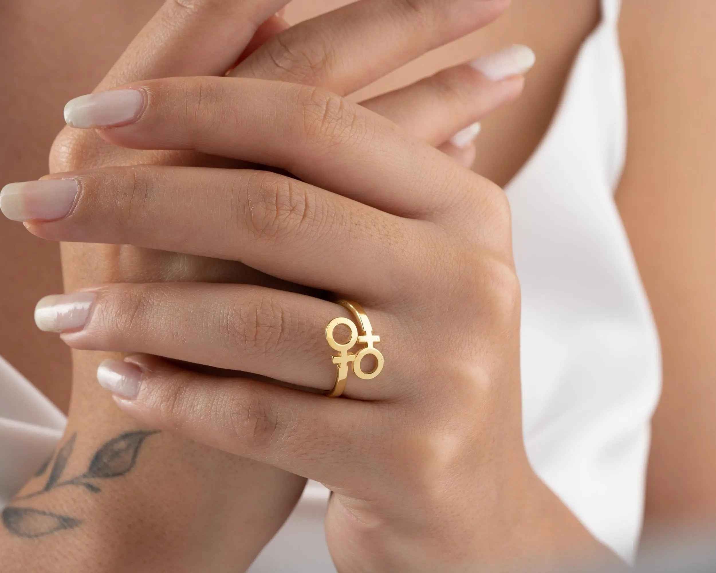 Sterling Silver Double Venus Ring: LGBTQ Pride Jewelry
