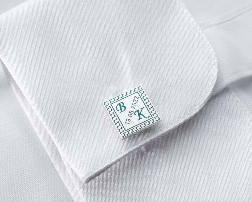 Handmade Sterling Silver Date & Initial Cufflinks: Personalized Groomsmen Gift