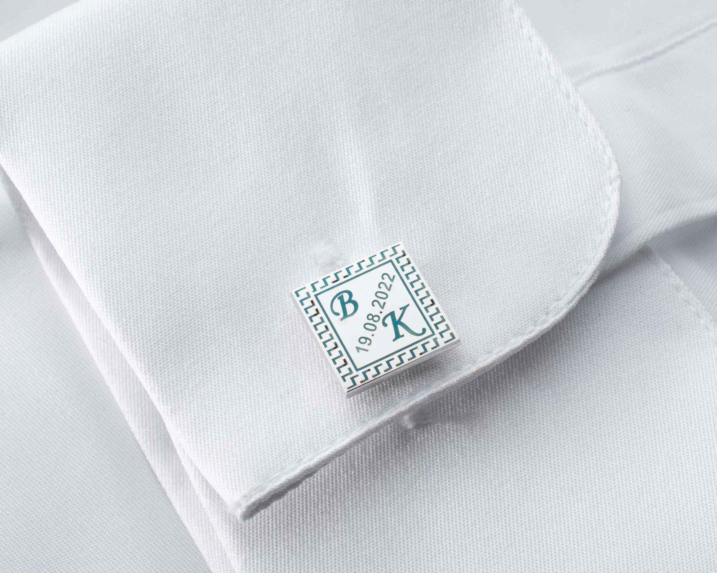 Handmade Sterling Silver Date & Initial Cufflinks: Personalized Groomsmen Gift
