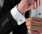 Sterling Silver Enamel Initial Cufflinks, Personalized Gift