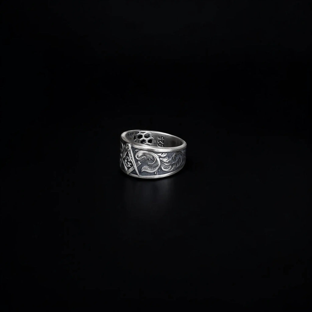 Sterling Silver Masonic Ring: Freemason Symbol Jewelry Gift   Charmora Jewelry