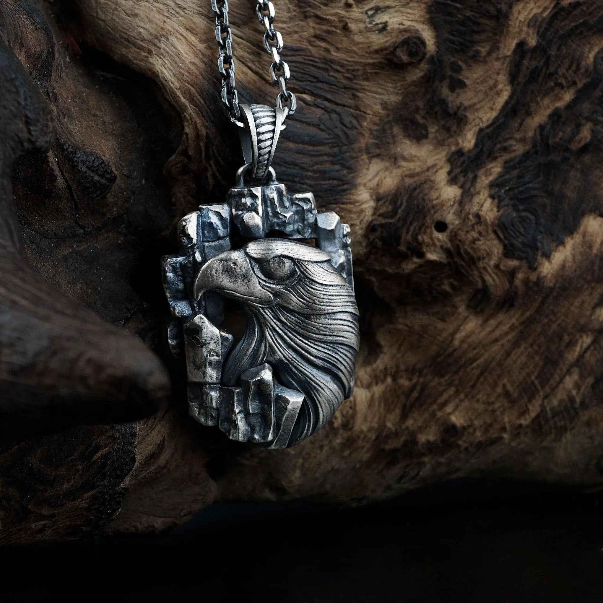 Sterling Silver Eagle Pendant Necklace: Handmade Men's Jewelry