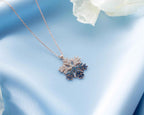Sterling Silver Snowflake Necklace, Rose Gold Finish, Christmas Jewelry