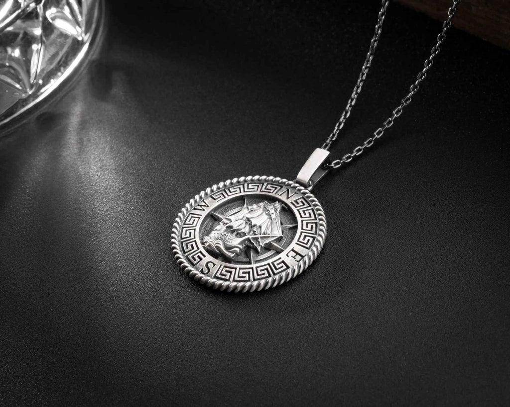 Sterling Silver Viking Boat Necklace: Norse Mythology Pendant