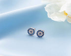 Sterling Silver Evil Eye Stud Earrings, Protection Jewelry