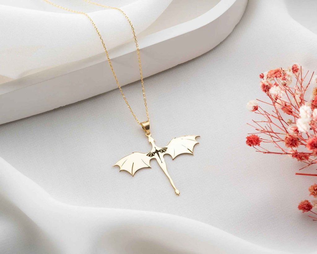 Sterling Silver Dragon Necklace: Acotar Velaris Jewelry