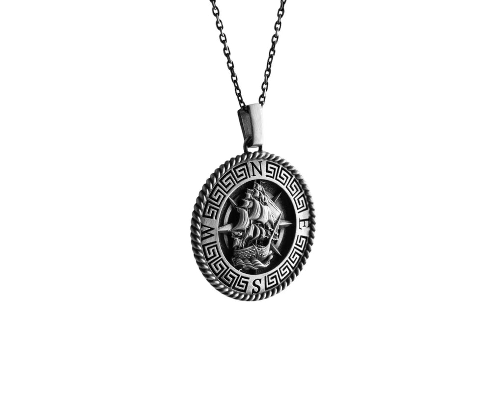 Sterling Silver Viking Boat Necklace: Norse Mythology Pendant   Charmora Jewelry