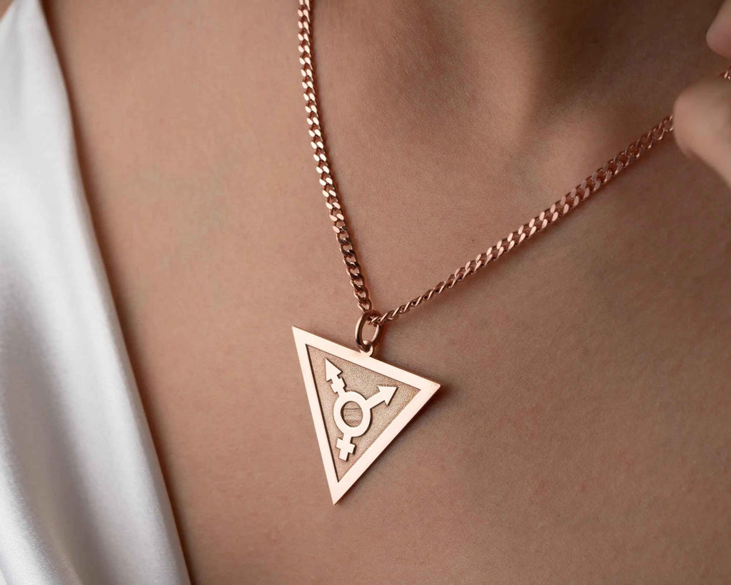 Sterling Silver Transgender Symbol Necklace: LGBT Pride Jewelry