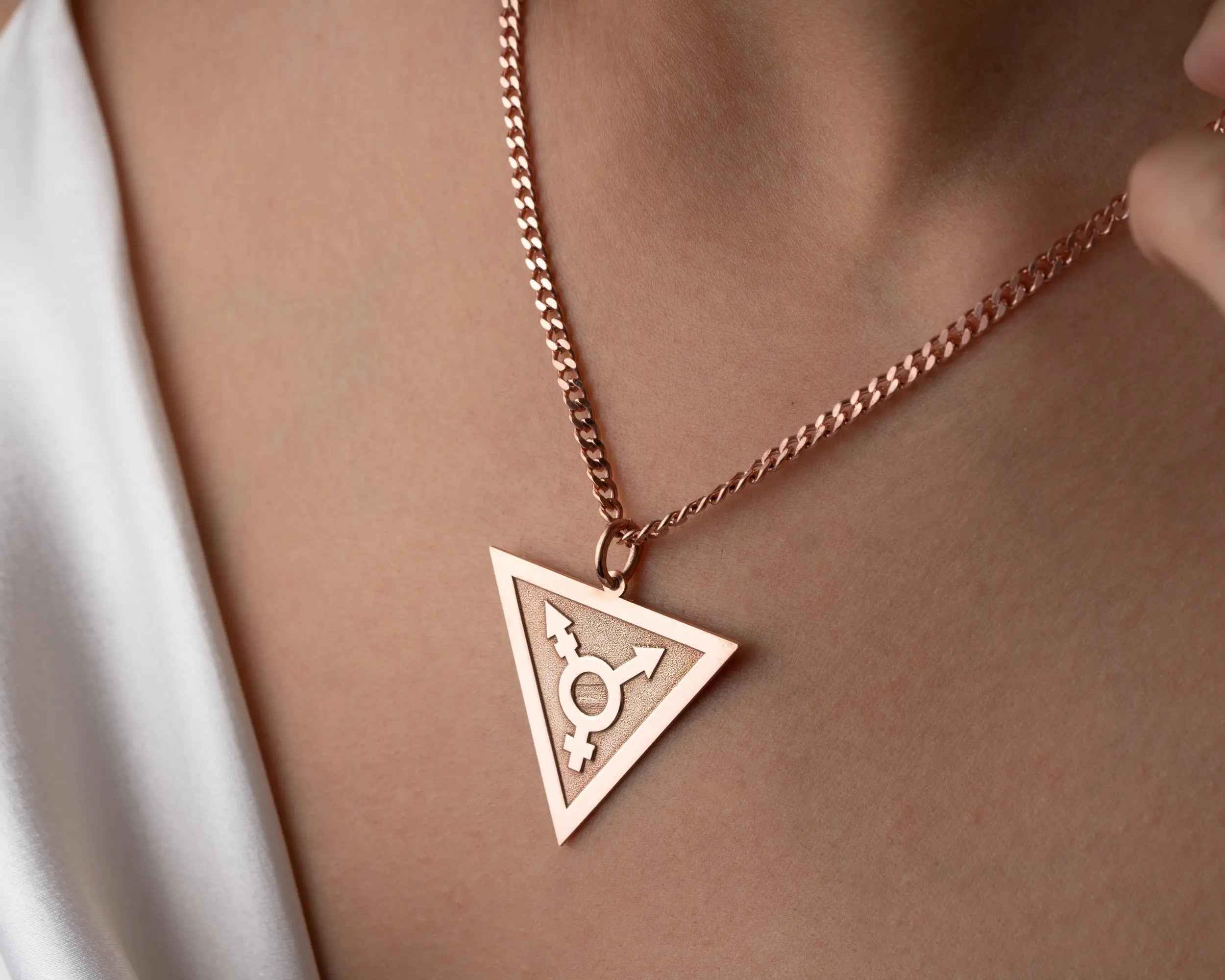Sterling Silver Transgender Symbol Necklace: LGBT Pride Jewelry