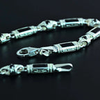 Black Zircon Baguette Stone Bracelet Handmade Sterling Silver Chain   Charmora Jewelry