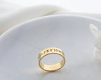 Solid Gold Coordinates Ring: Custom Engraved Anniversary Jewelry Charmora Jewelry