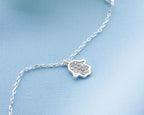 Sterling Silver Charm Anklet: Evil Eye, Heart, Snowflake