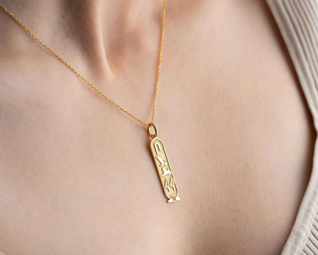 Custom Sterling Silver Egyptian Cartouche Necklace: Hieroglyph Name Jewelry
