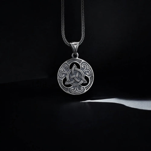 Sterling Silver Celtic Trinity Knot Necklace Handmade Triquetra Pendant Men   Charmora Jewelry