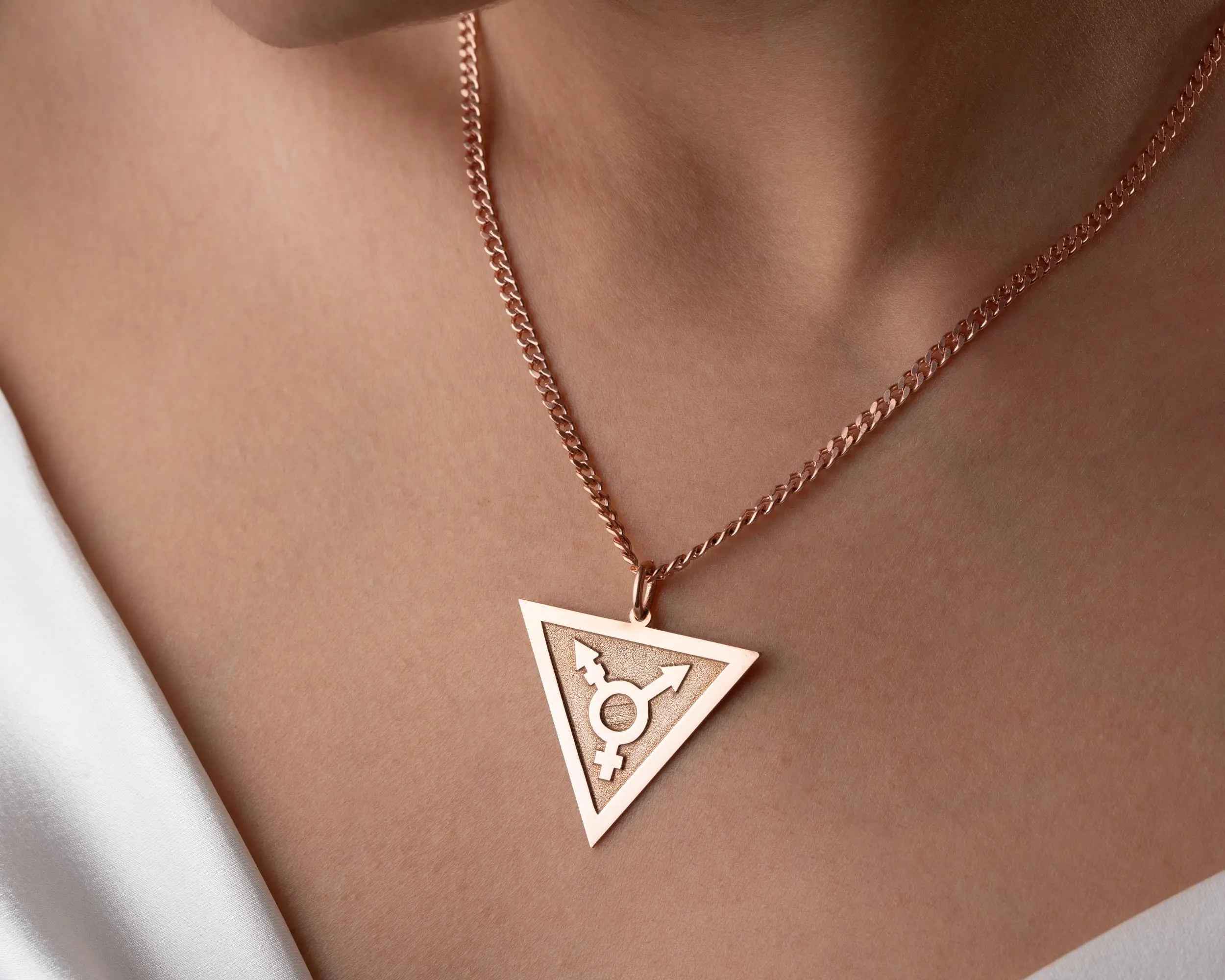 Sterling Silver Transgender Symbol Necklace: LGBT Pride Jewelry