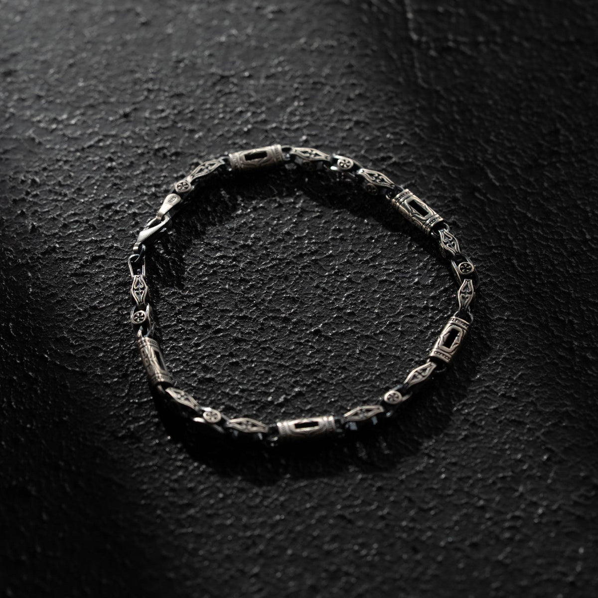 Black Baguette Box Clasp Link Bracelet  Bracelet  Charmora Jewelry