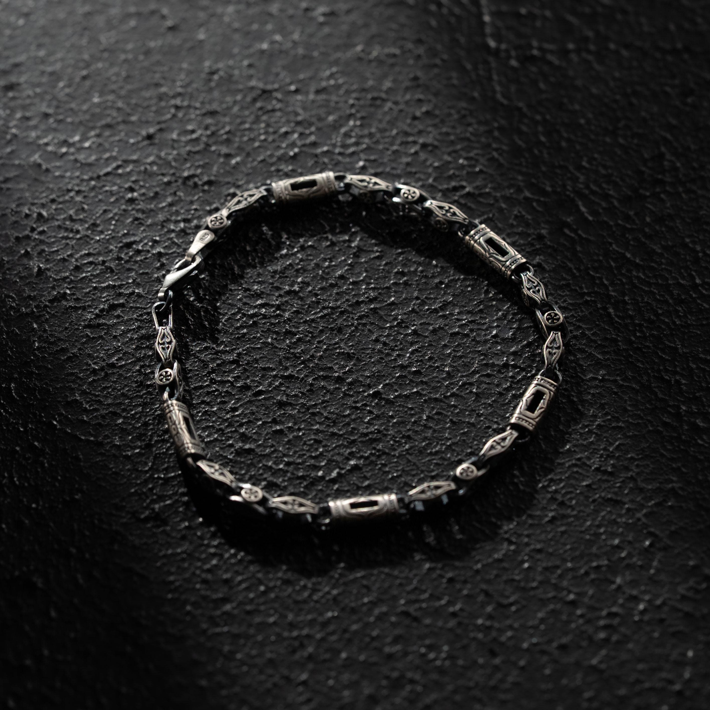 Black Baguette Box Clasp Link Bracelet  Bracelet  Charmora Jewelry