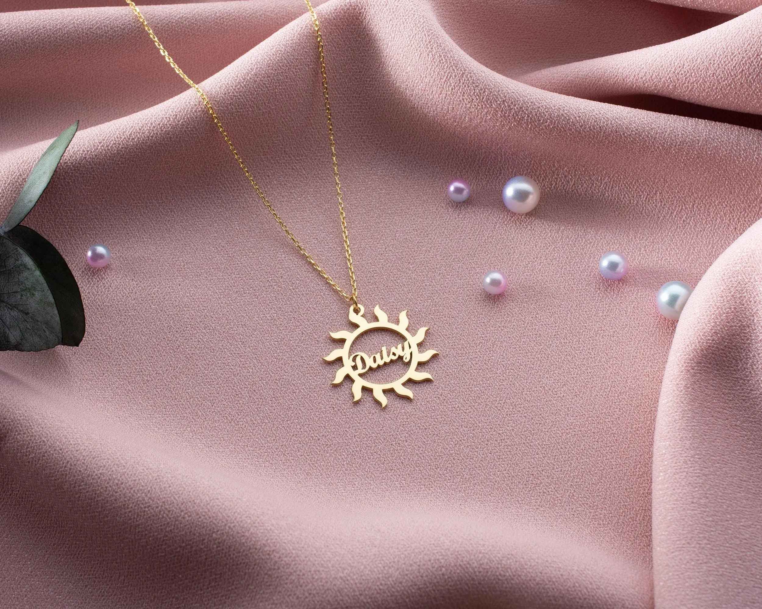 Personalized Sun Necklace: Custom Sterling Silver Name Pendant
