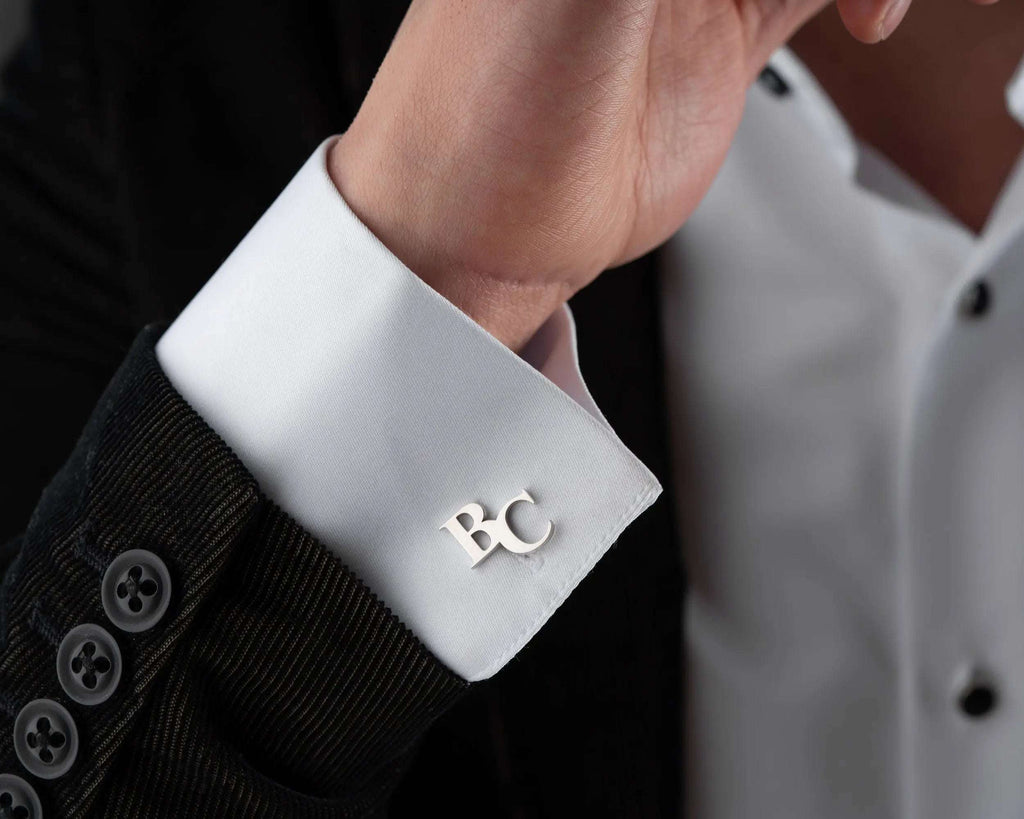 Personalized Sterling Silver Cufflinks, Groom Wedding Gift   Charmora Jewelry