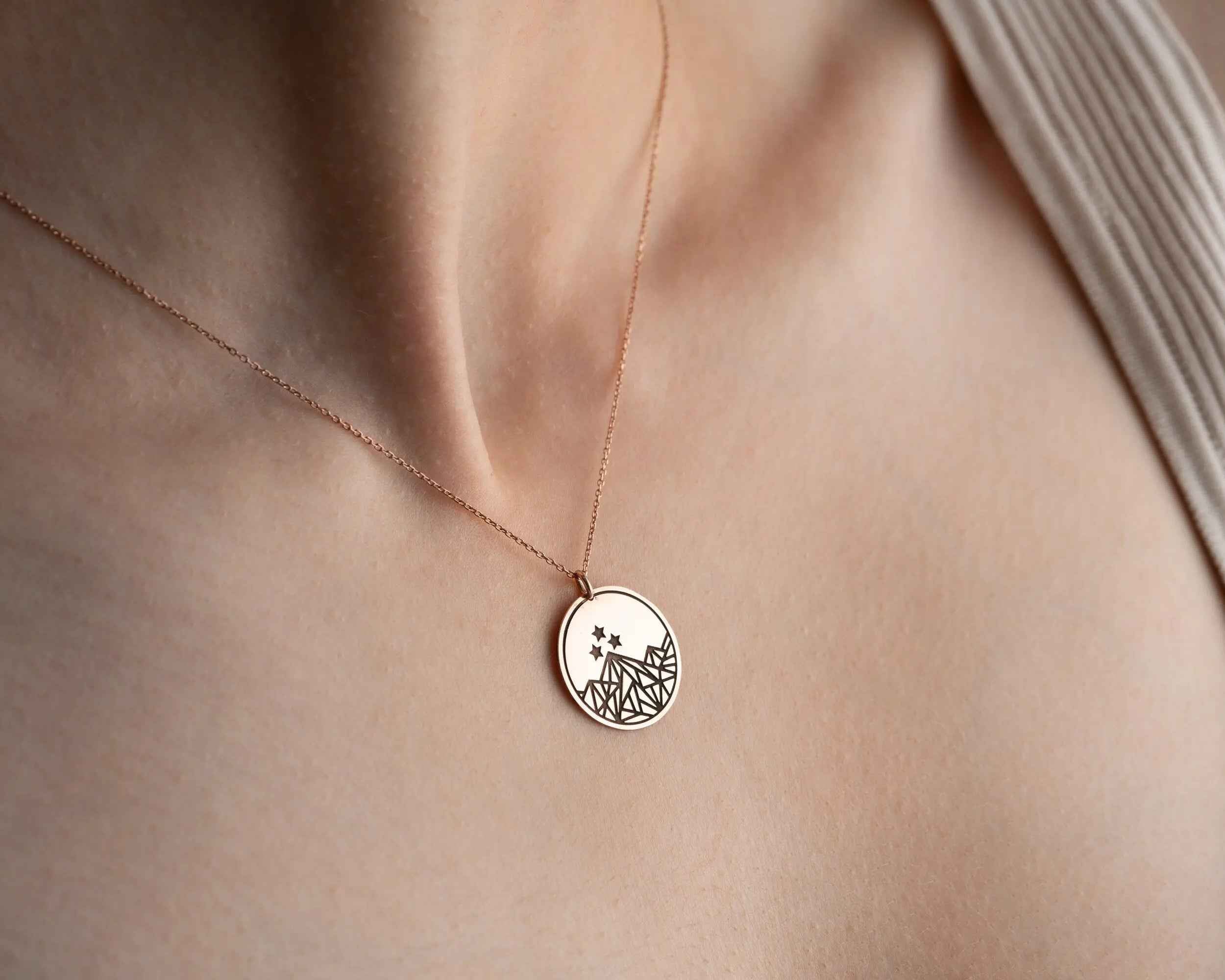 Sterling Silver Mountain Coin Necklace: Night Court Pendant