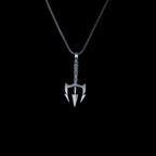 Oxidized Sterling Silver Trident Necklace: Poseidon Spear Pendant   Charmora Jewelry