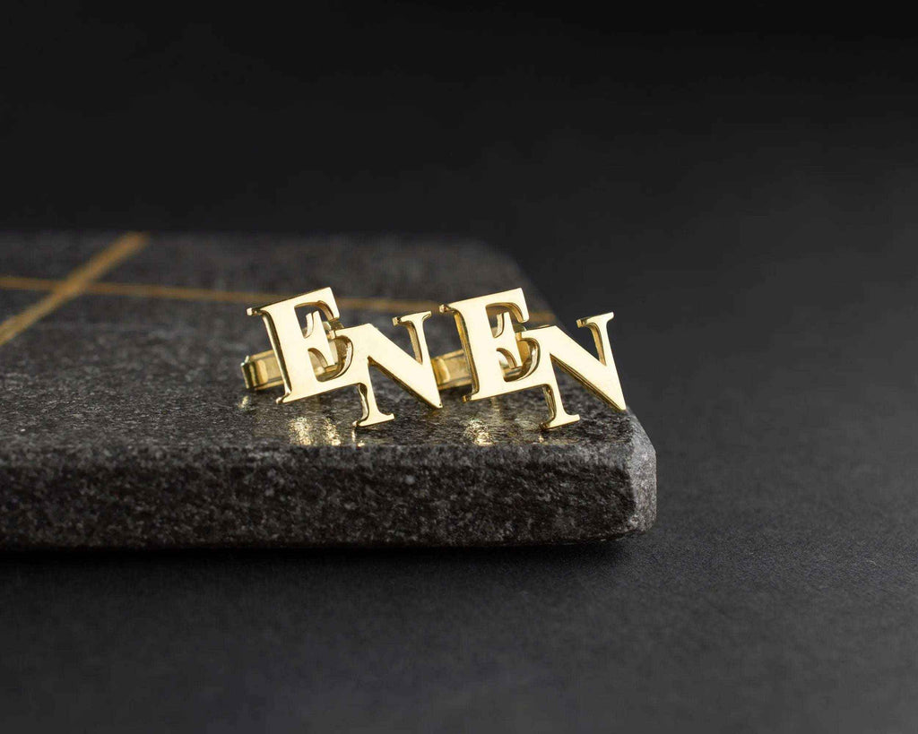 Sterling Silver Initial Cufflinks: Personalized Letter Groomsmen Gift