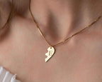 Engraved Broken Heart Necklace: Sterling Silver Couple Necklace