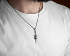 Sterling Silver Skull Sword Necklace: Gothic Viking Pendant