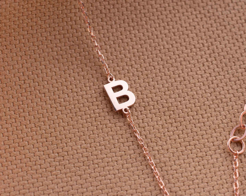 Sterling Silver Initial Bracelet: Personalized Letter Jewelry