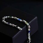 Multicolor Baguette Stone Sterling Silver Bracelet – Men’s Statement Jewelry, Gift for Him