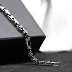 Sterling Silver Men’s Bracelet with Baguette Zircon – Celtic Chain Gift for Him