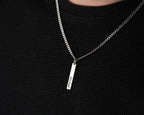 Personalized Sterling Silver Bar Necklace: Engraved Name, Morse Code, Coordinates