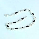 925 Sterling Silver Men's Bracelet: Onyx - Garnet - Navy Blue Zircon Vintage Link Design   Charmora Jewelry