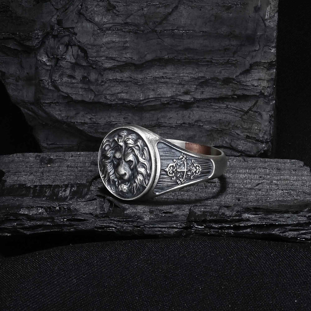 Sterling Silver Lion Head Ring: Handmade Animal Jewelry