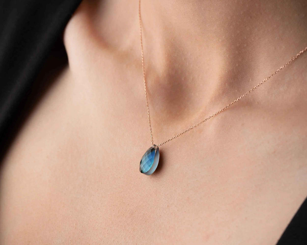 Dainty Sterling Silver Labradorite Necklace | Elegant Teardrop Pendant | Christmas Gift For Teenager