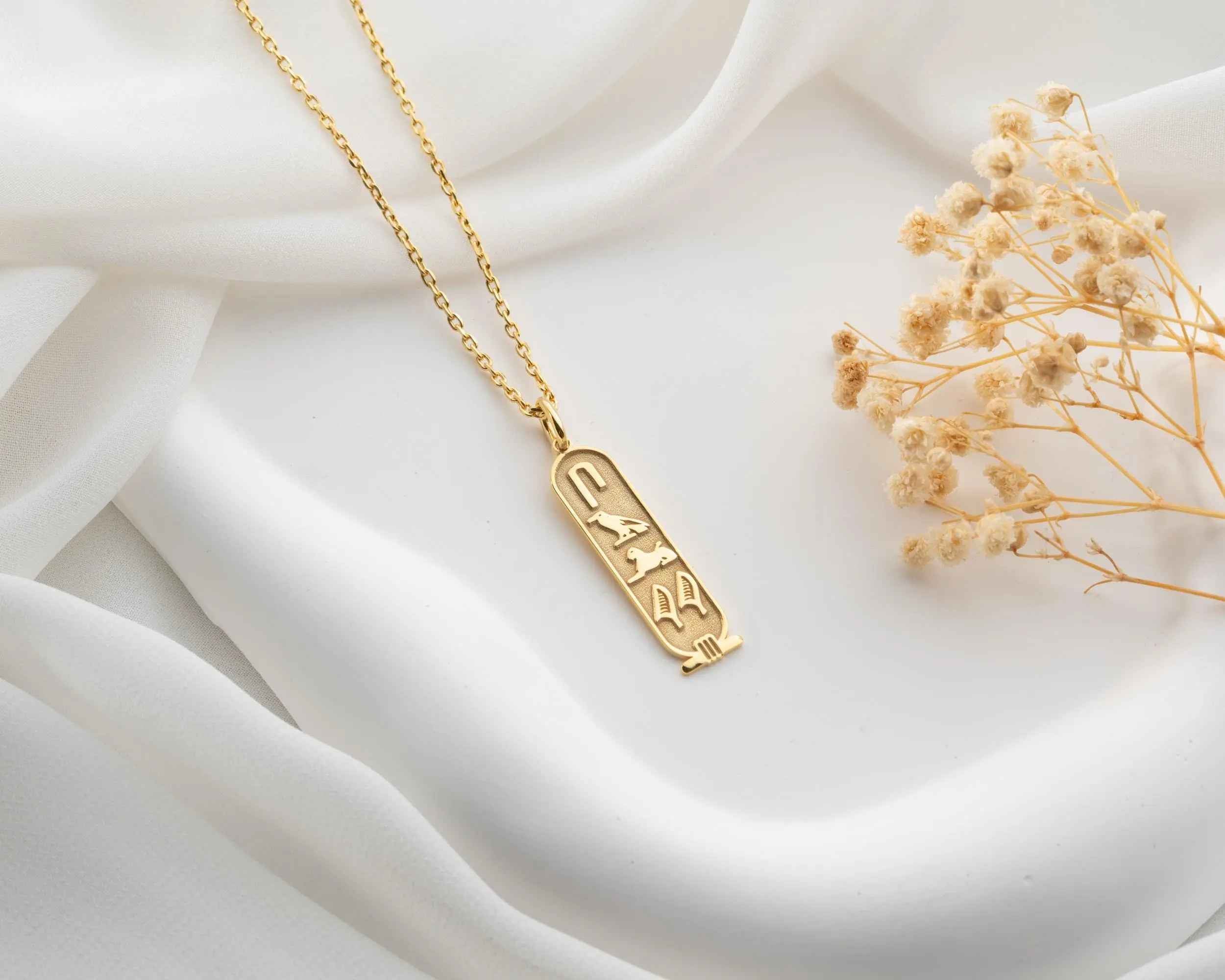 Custom Sterling Silver Egyptian Cartouche Necklace: Hieroglyph Name Jewelry