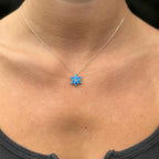 Opal Lotus Flower Necklace: Rose Gold Sterling Silver, Blue Opal