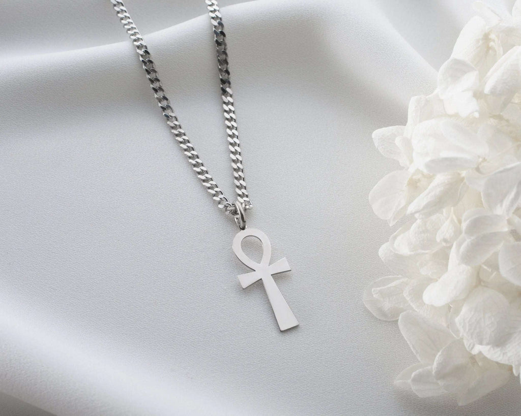 Sterling Silver Egyptian Ankh Cross Necklace: Symbol of Life Pendant   Charmora Jewelry
