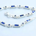 Sterling Silver Men’s Bracelet with Sapphire Baguette Stones – Gift for Him