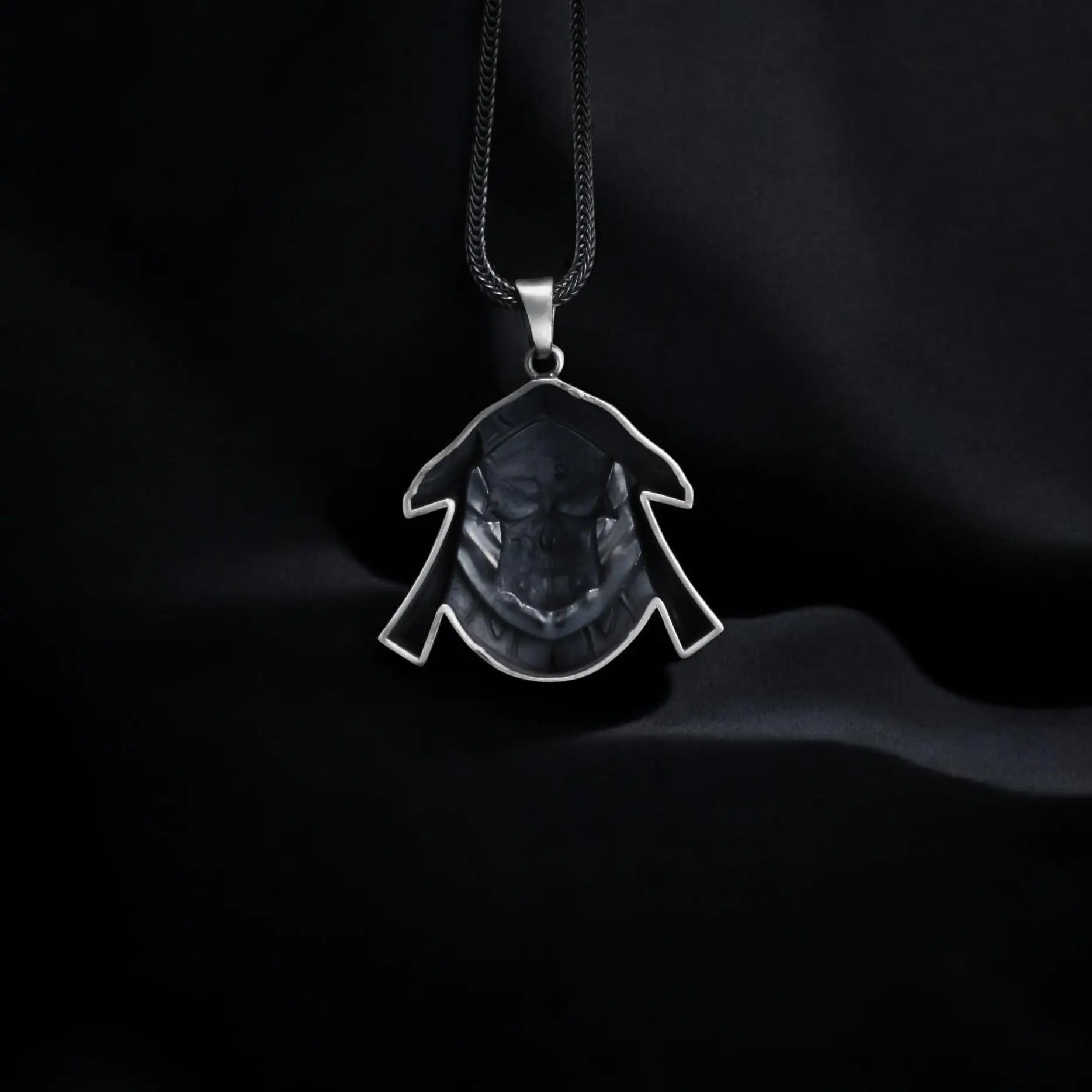 Oxidized Sterling Silver Skull Necklace - Handmade Men's Jewelry   Charmora Jewelry