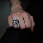 Sterling Silver Gorilla Head Ring: Biker Animal Jewelry