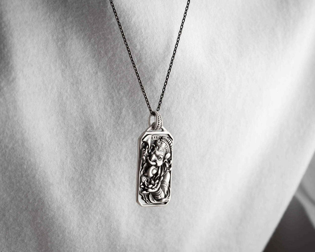 Sterling Silver Ganesha Pendant Necklace, Handmade Hindu Jewelry