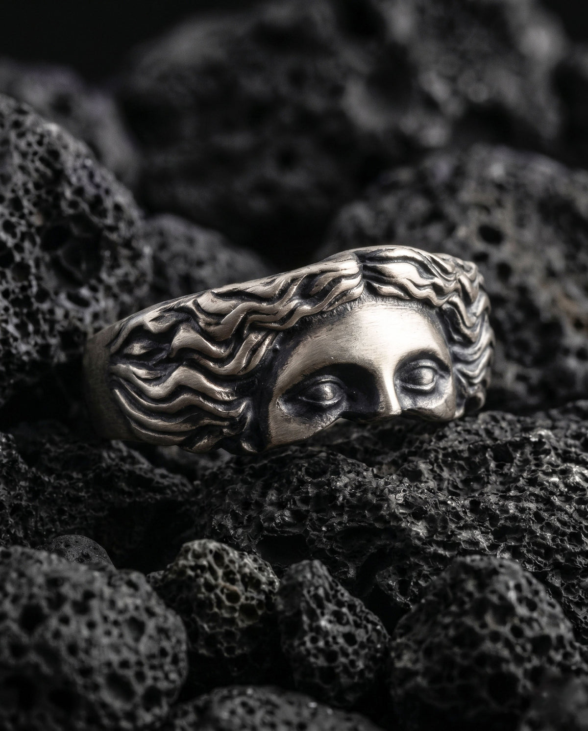 Aphrodite Goddess Venus Relief Motif Band Ring  Ring  Charmora Jewelry