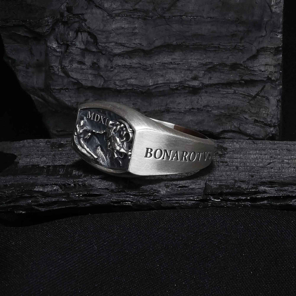 Sterling Silver Michelangelo Ring: Renaissance Art, Hand of God